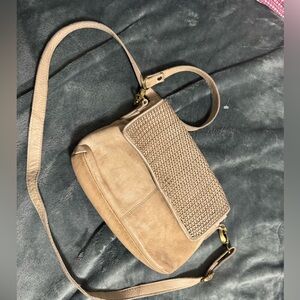 Milo Tan Woven Leather Shoulder Bag + card holder